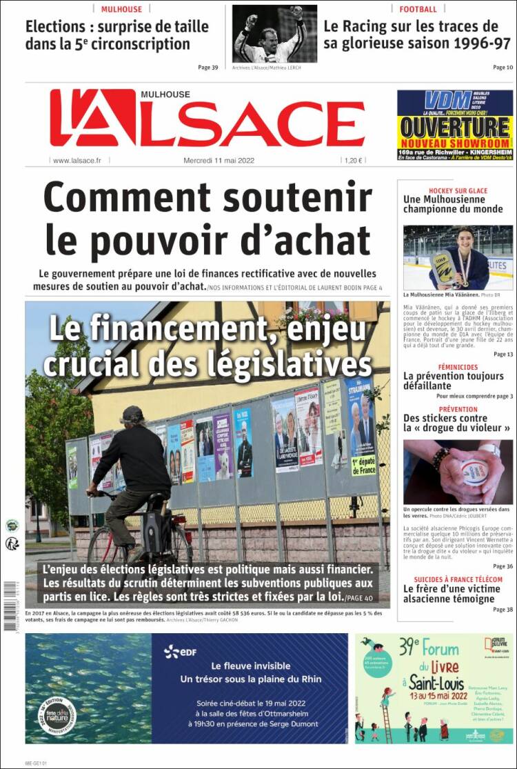 Portada de Journal L'Alsace (Francia)