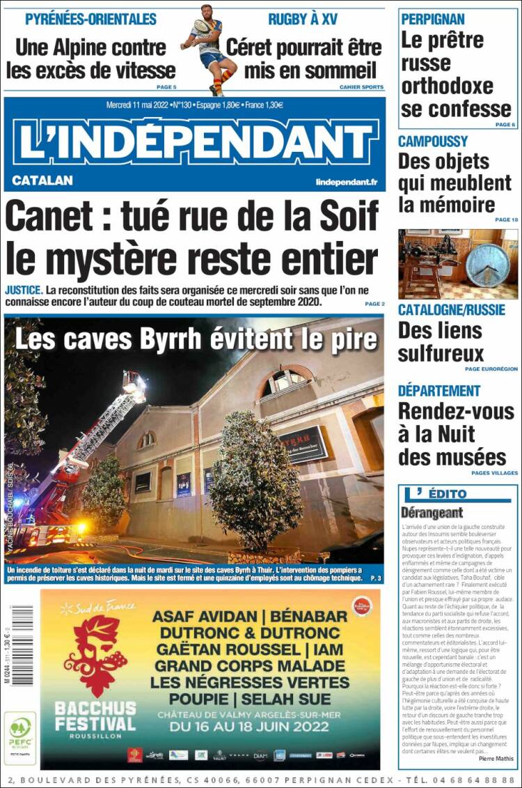 Portada de Le Indépendant (Francia)