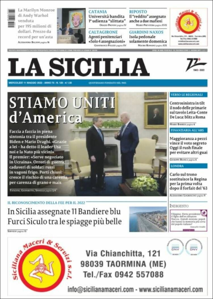 Portada de La Sicilia (Italia)