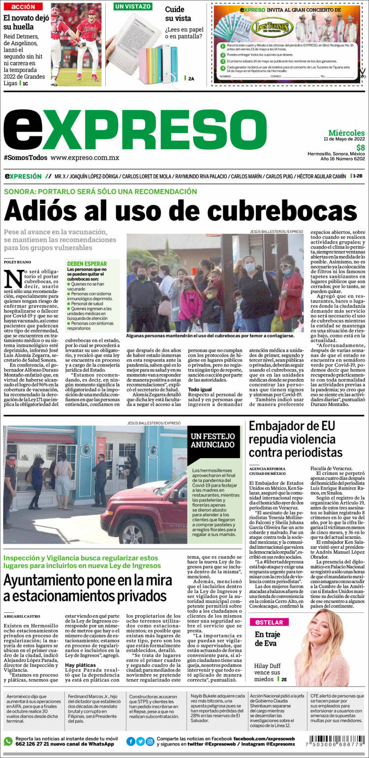 Portada de Expreso (M&eacute;xico)