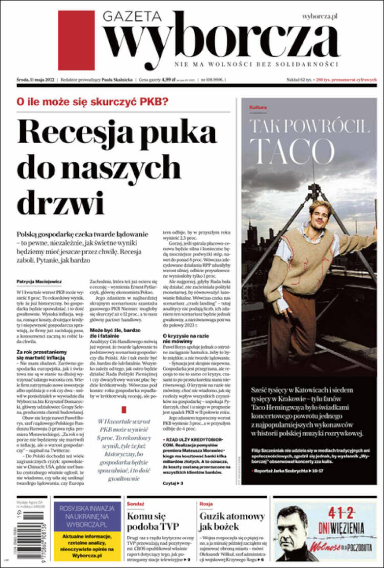 Portada de Gazeta Wyborcza (Polonia)