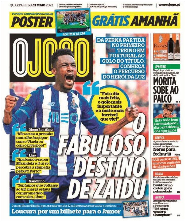 Portada de O Jogo (Portugal)