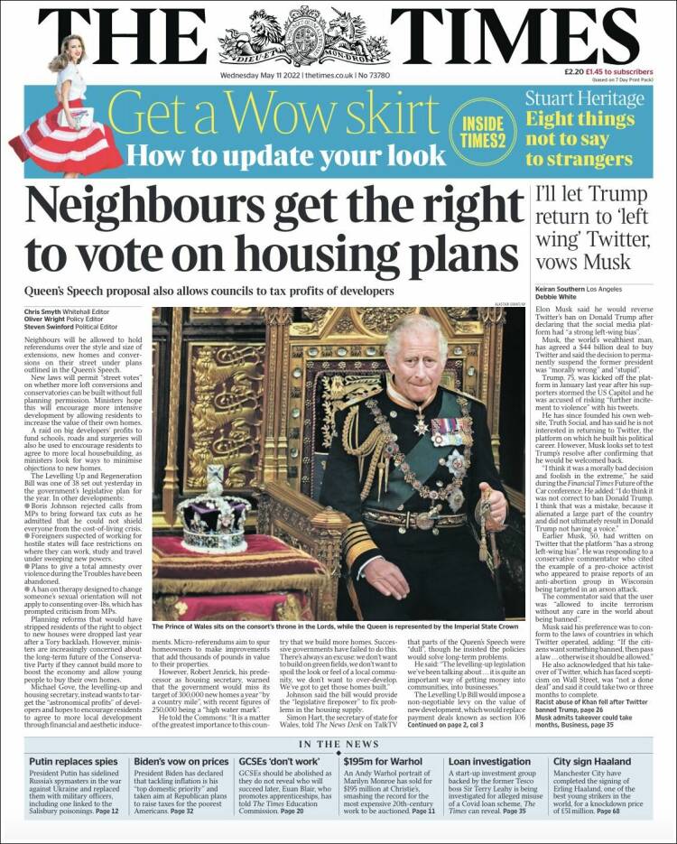 Portada de The Times (Reino Unido)