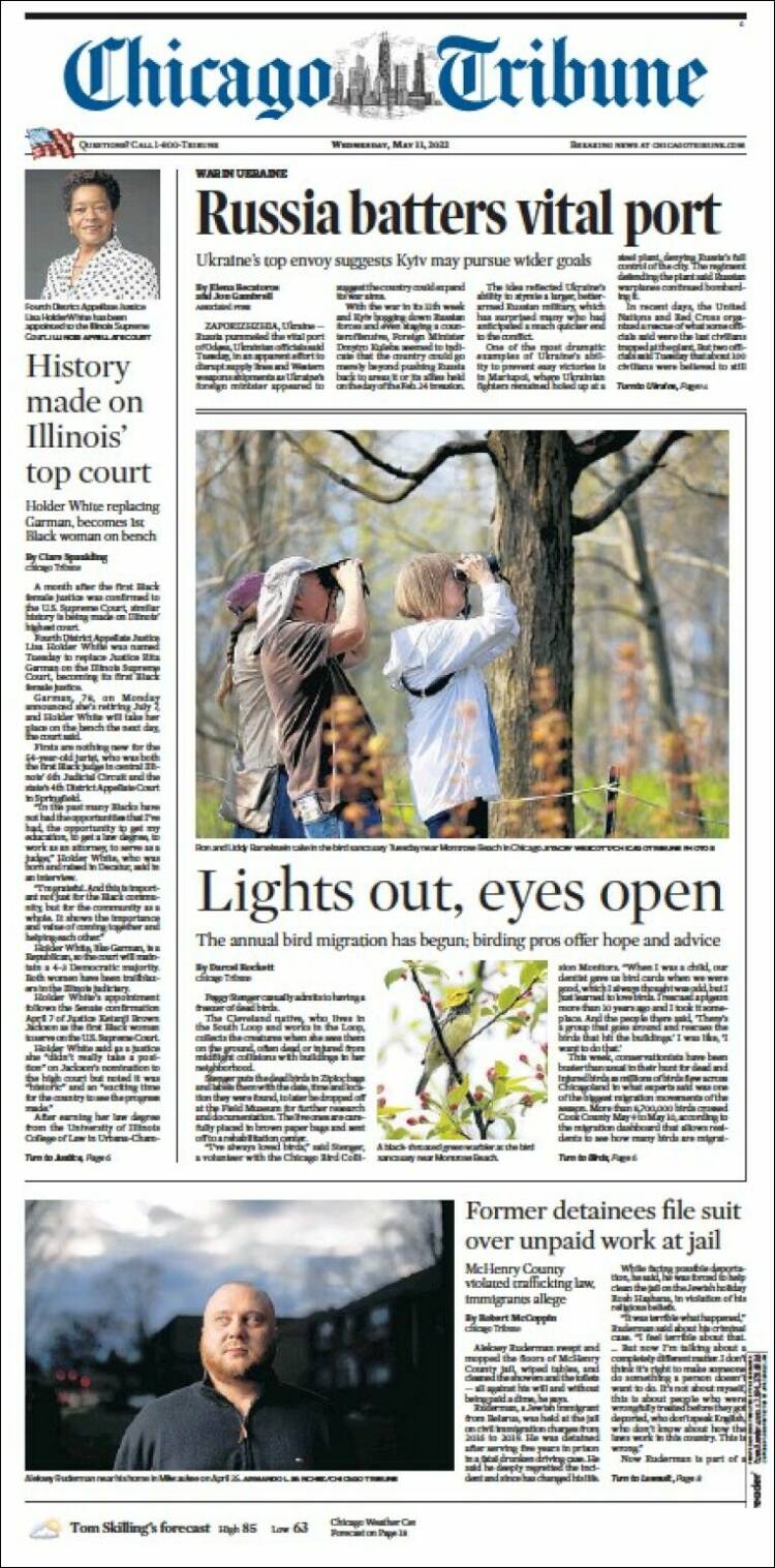 Portada de Chicago Tribune (USA)