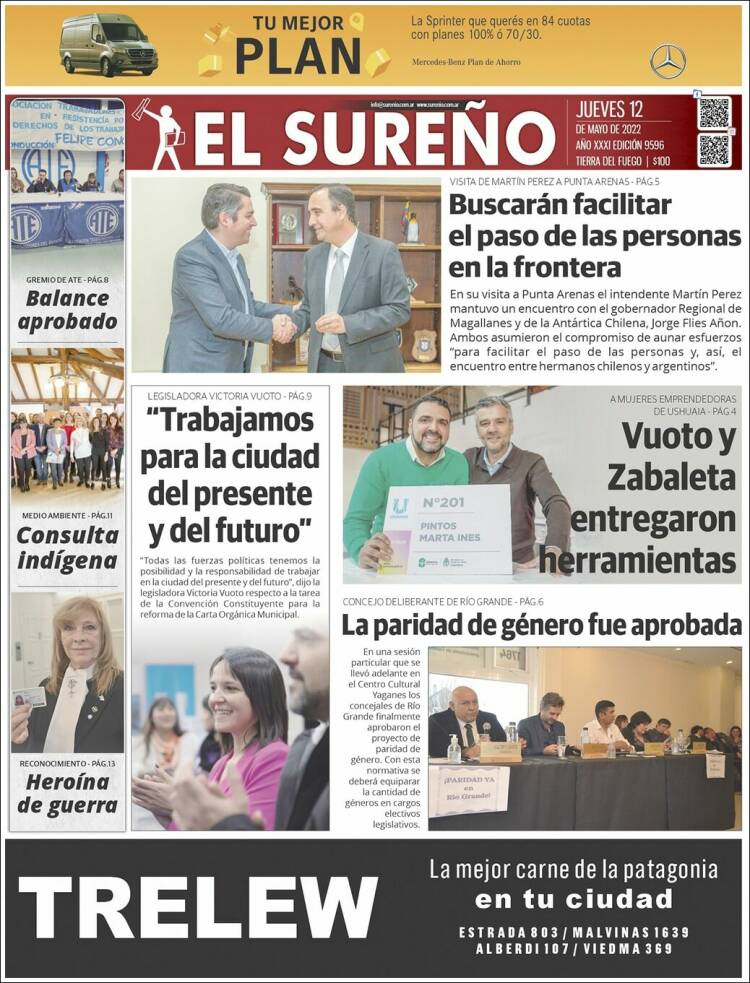 Portada de Diario El Sureño (Argentina)