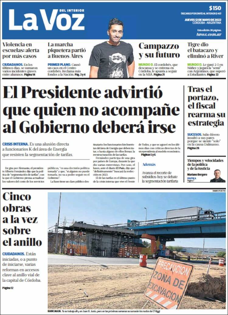 Portada de La Voz del Interior (Argentina)