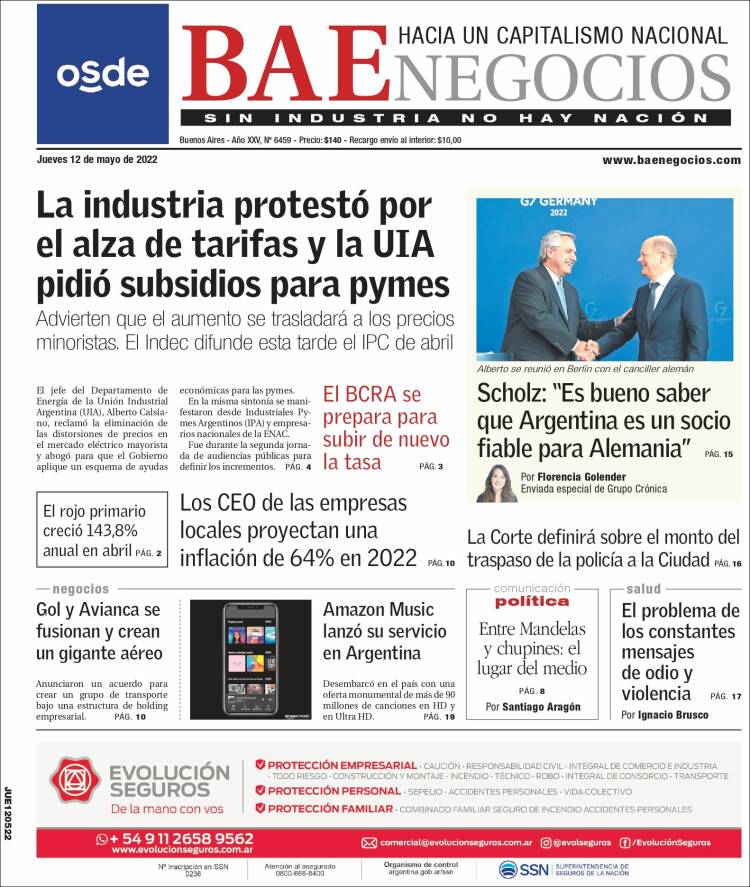 Portada de Buenos Aires Económico (Argentina)