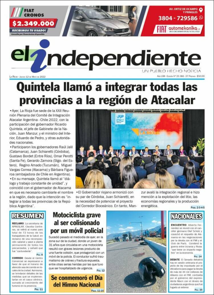 Portada de El Independiente (Argentina)