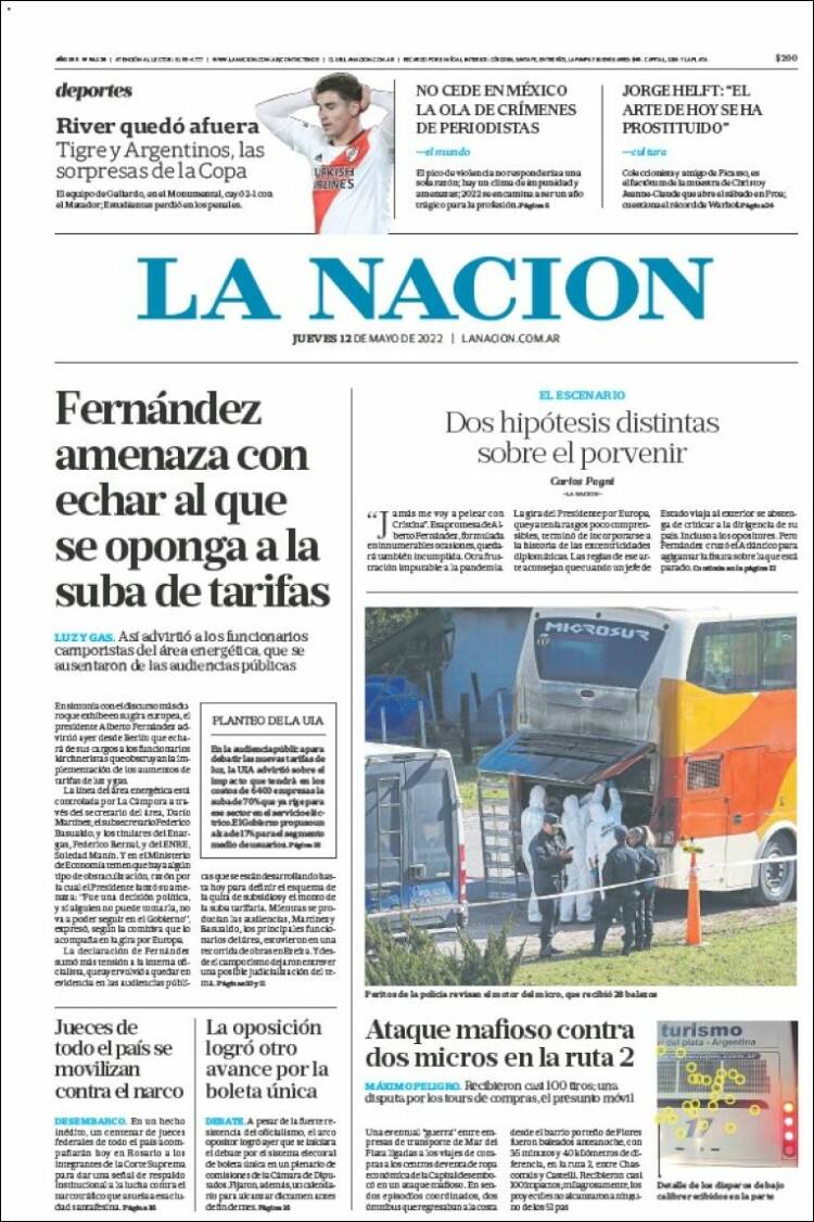 Portada de La Nación (Argentina)