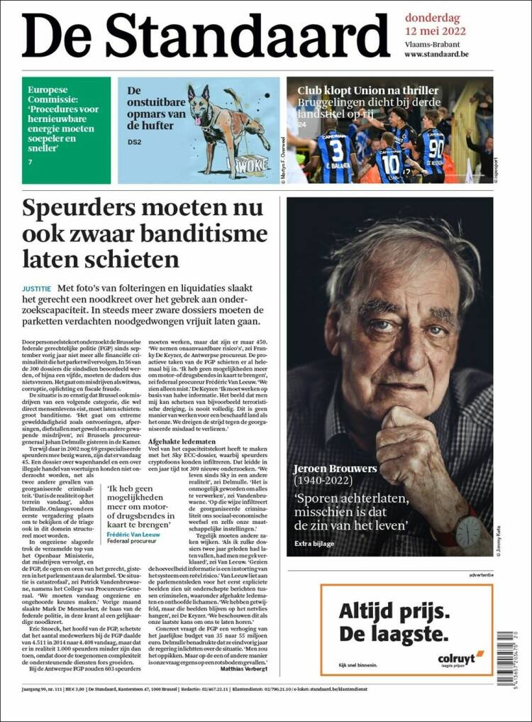 Portada de De Standaard (B&eacute;lgica)