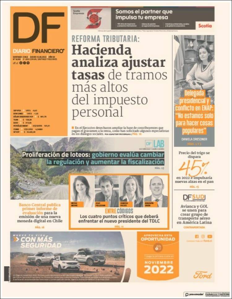 Portada de Diario Financiero (Chile)