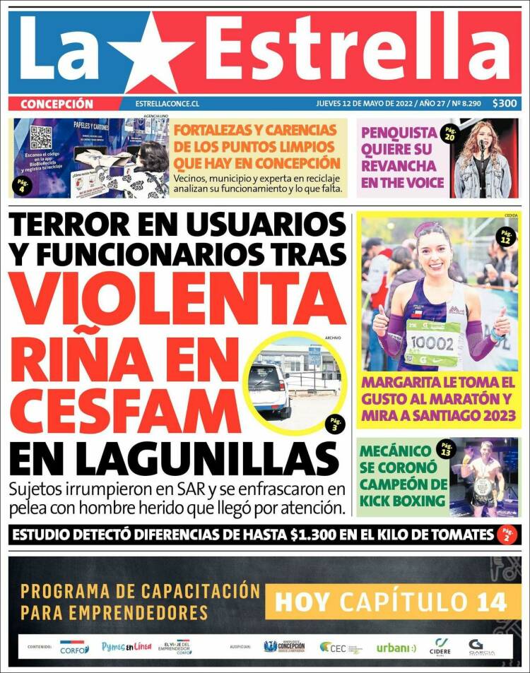 Portada de La Estrella de Concepción (Chile)