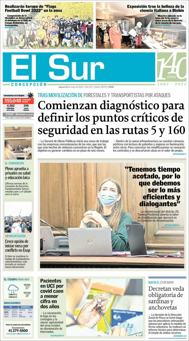 Portada de El Sur (Chile)