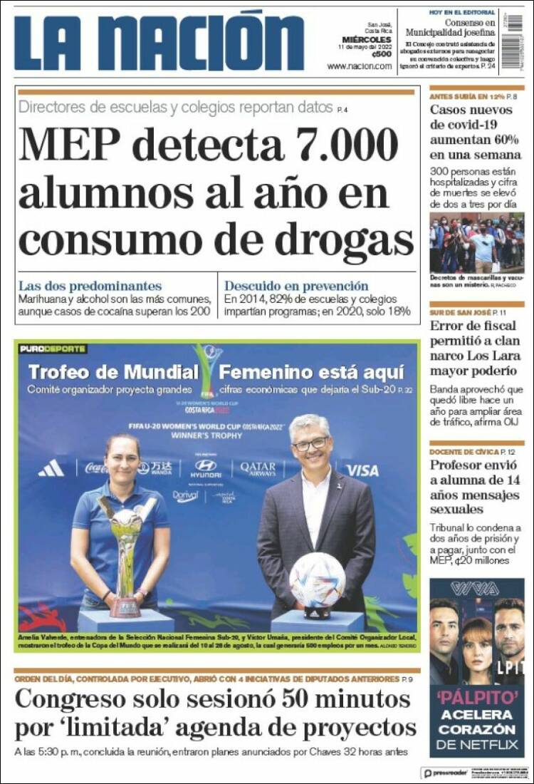 Portada de La Nación - Costa Rica (Costa Rica)