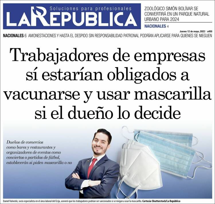 Portada de La República (Costa Rica)