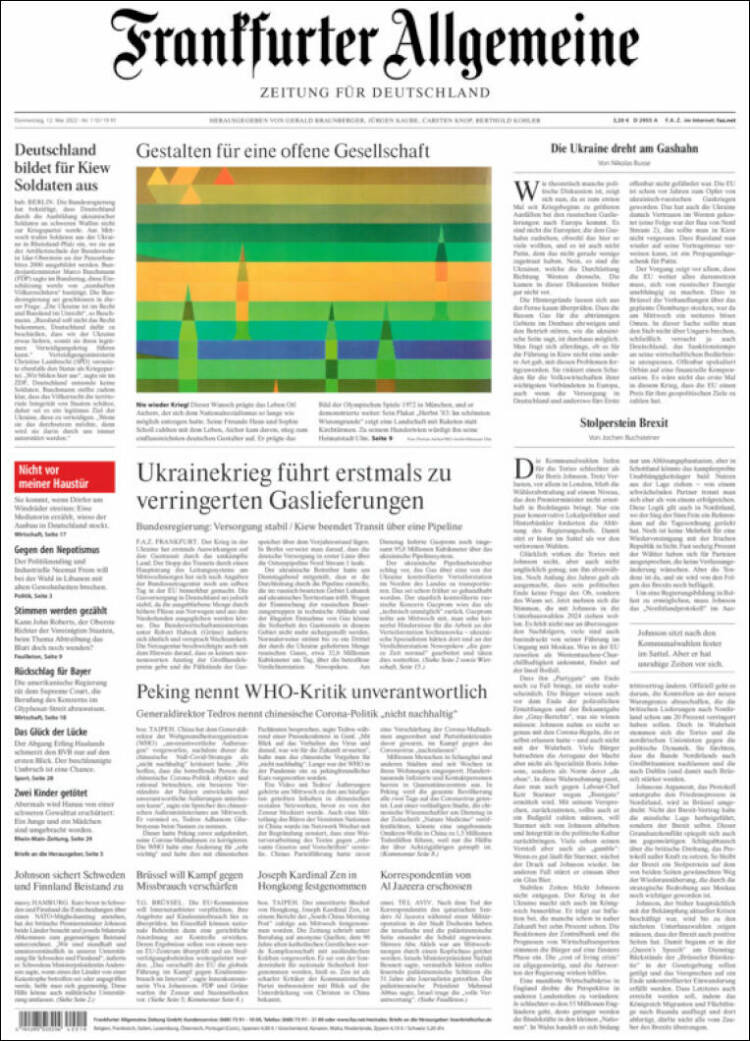 Portada de Frankfurter Allgemeine (Alemania)