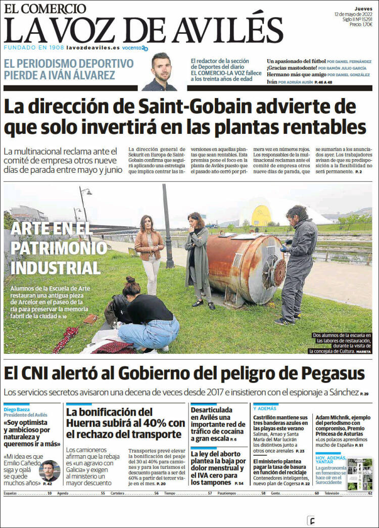 Portada de El Comercio - Avilés (Espagne)