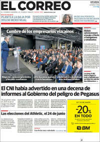 Portada de El Correo - Guipuzcoa (España)