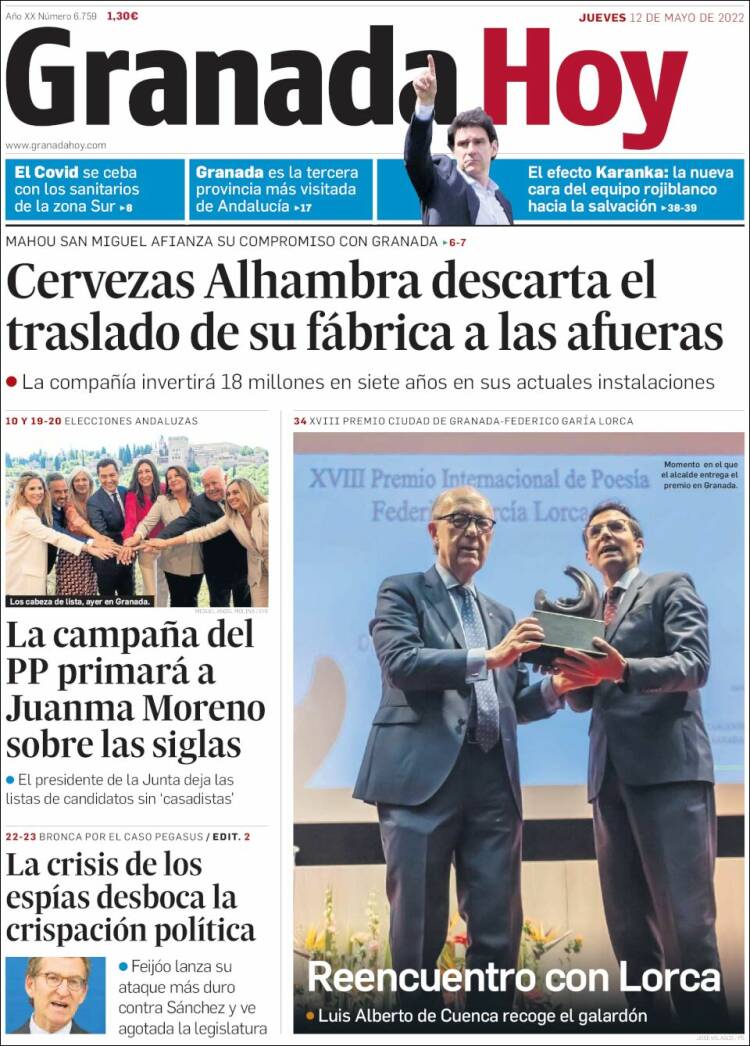 Portada de Granada Hoy (Espagne)