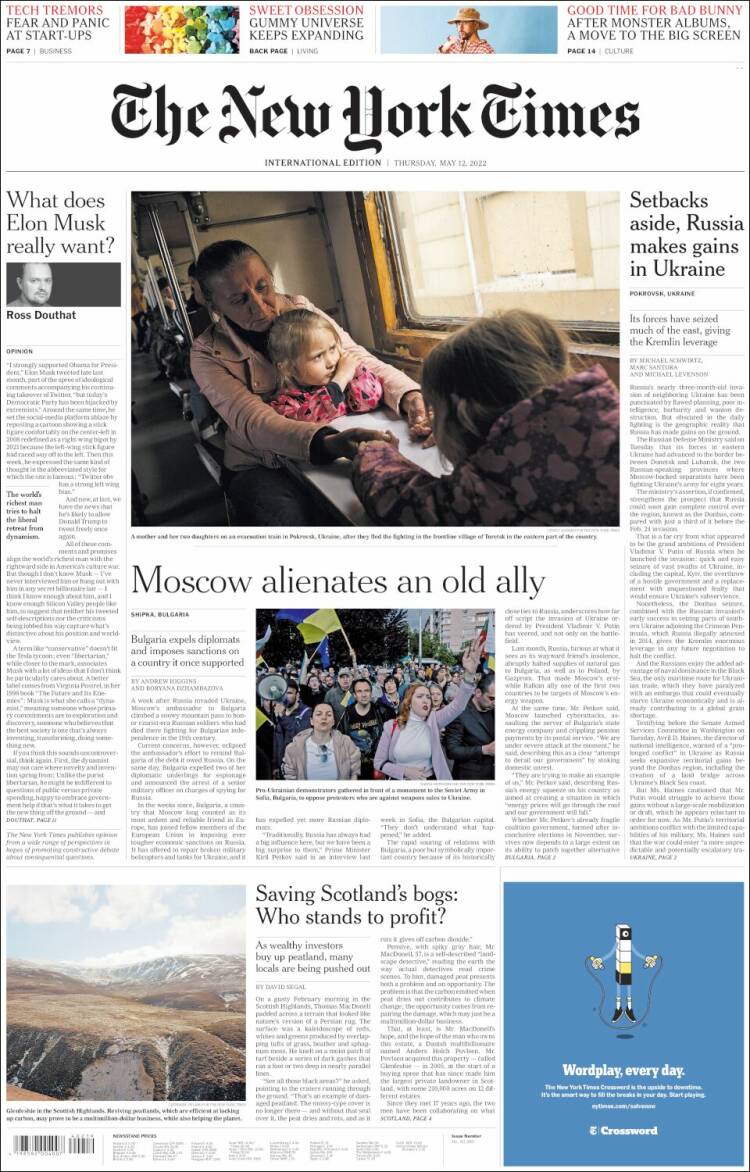 Portada de International New York Times (Europa)