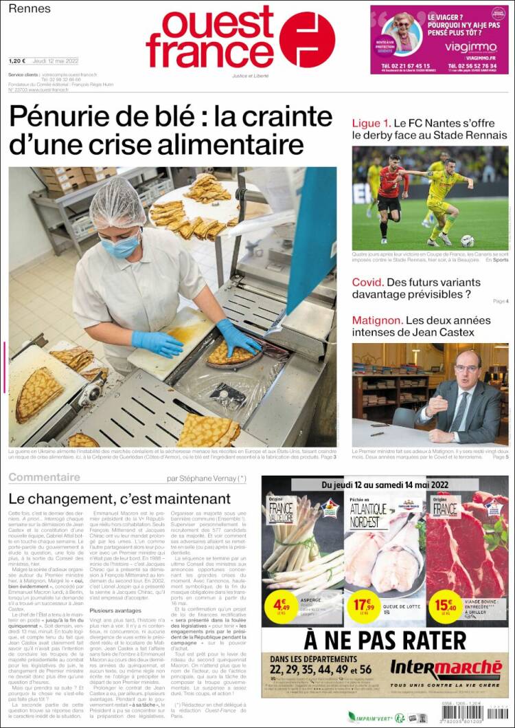 Portada de Ouest France (Francia)