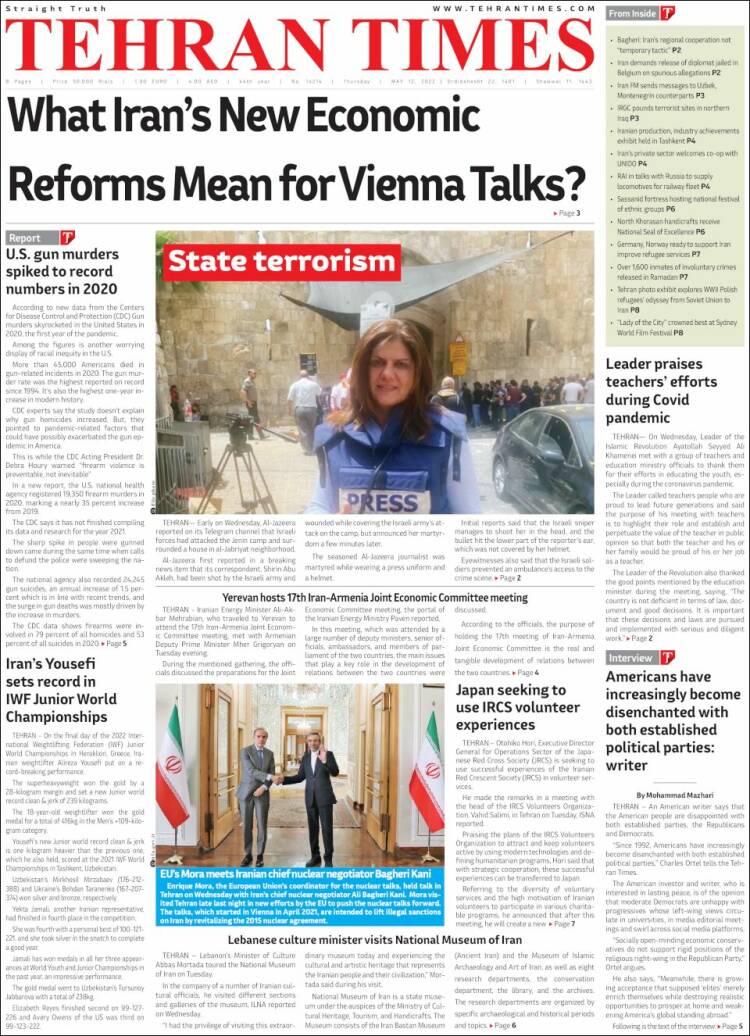 Portada de TehranTimes (Ir&aacute;n)