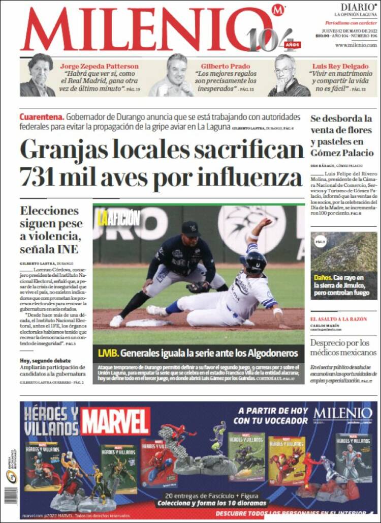 Portada de Milenio - Laguna (M&eacute;xico)