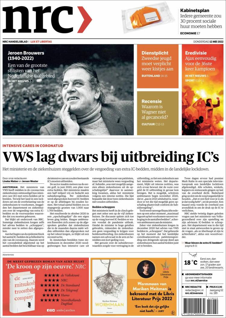 Portada de NRC Handelsblad (Pa&iacute;ses Bajos)