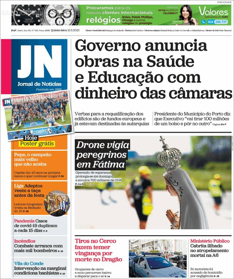 Portada de Jornal de Notícias (Portugal)