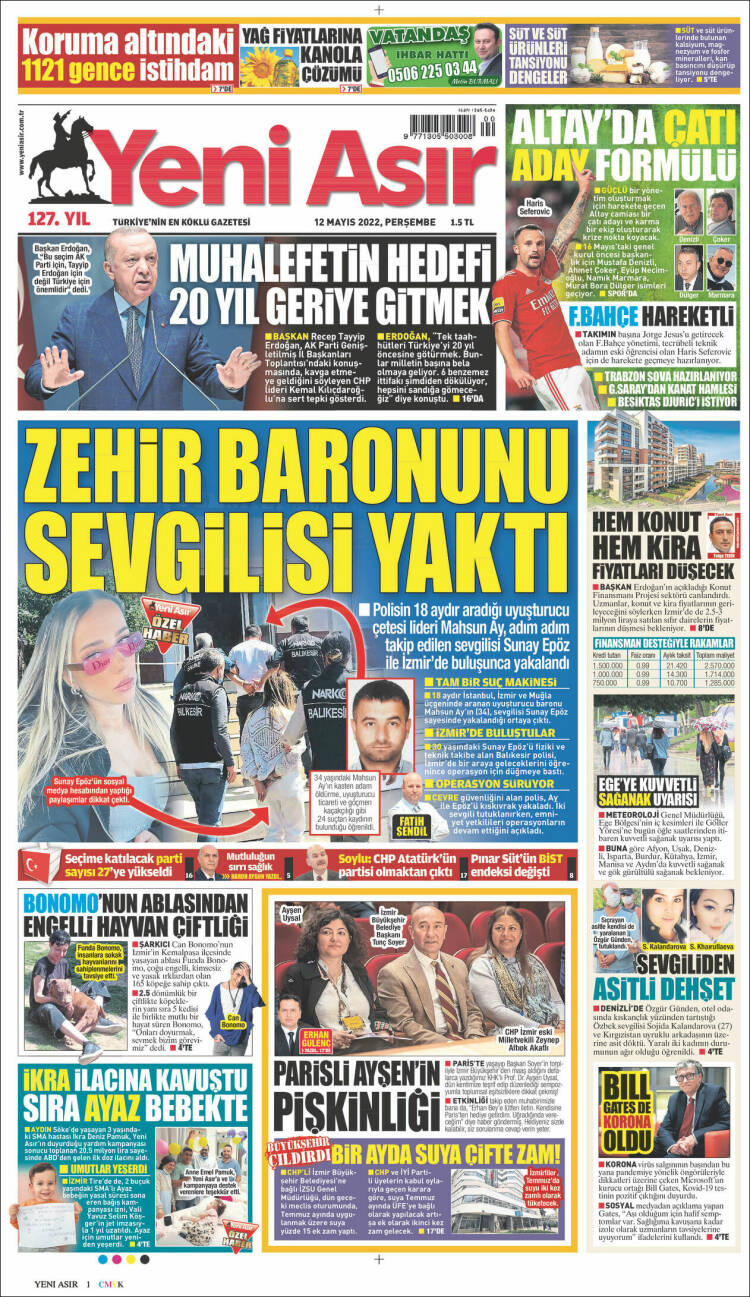 Portada de Yeni Asır (Turqu&iacute;a)