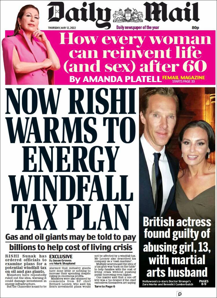 Portada de Daily Mail (Reino Unido)