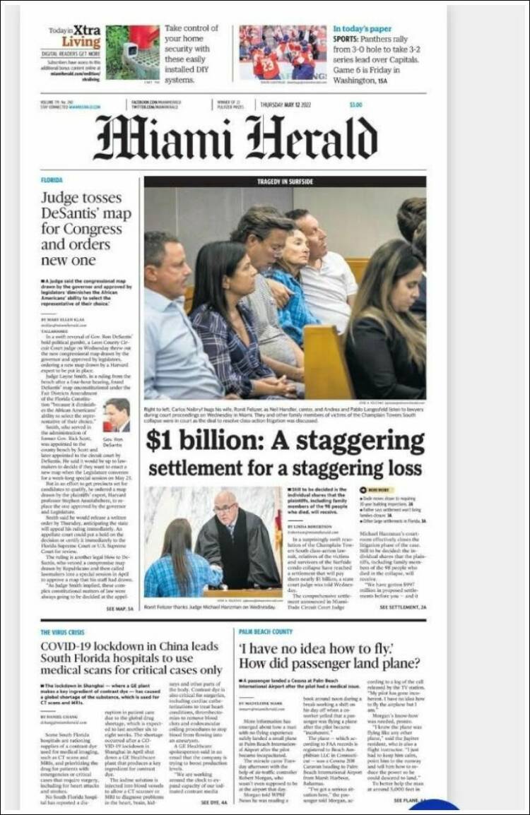 Portada de Miami Herald (USA)