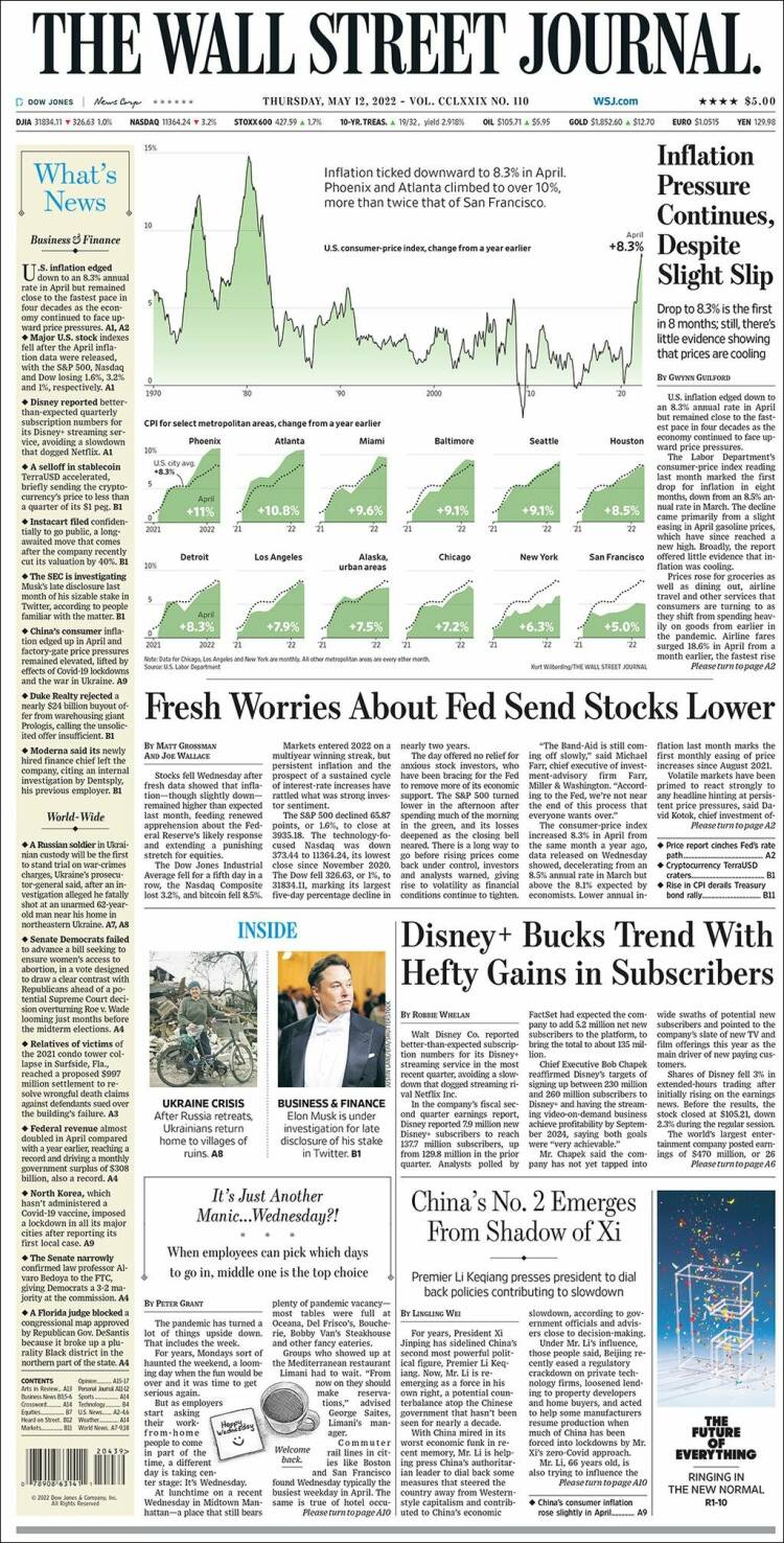 Portada de Wall Street Journal (USA)