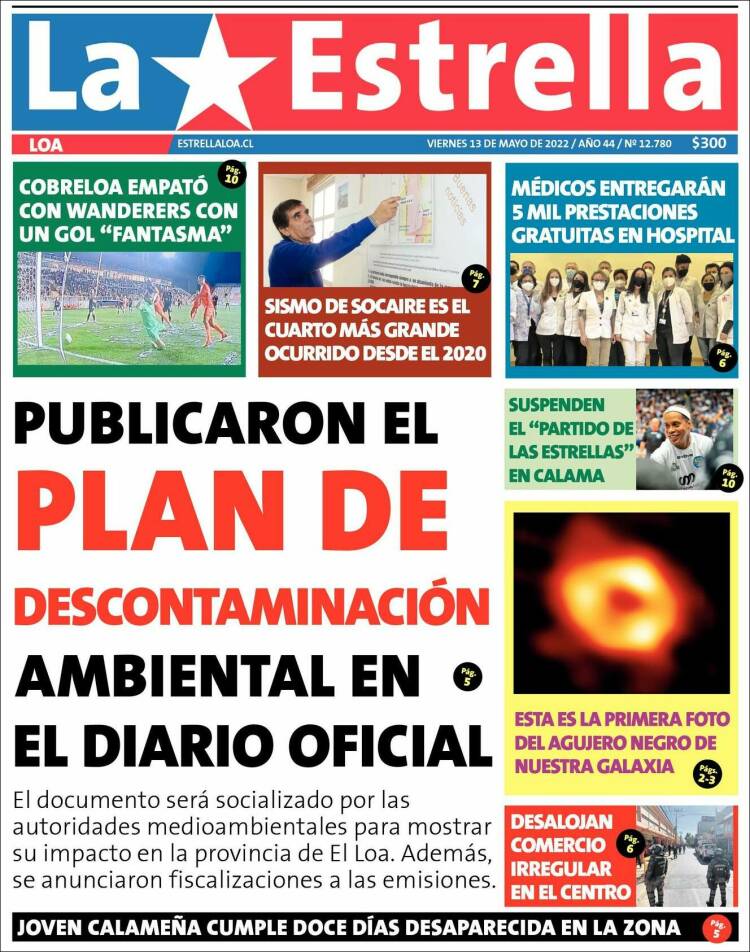 Portada de La Estrella de Loa (Chile)