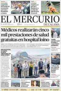 Portada de El Mercurio - Calama (Chile)