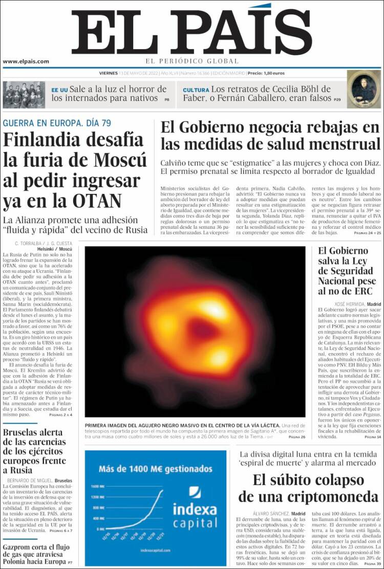 Portada de El País (España)