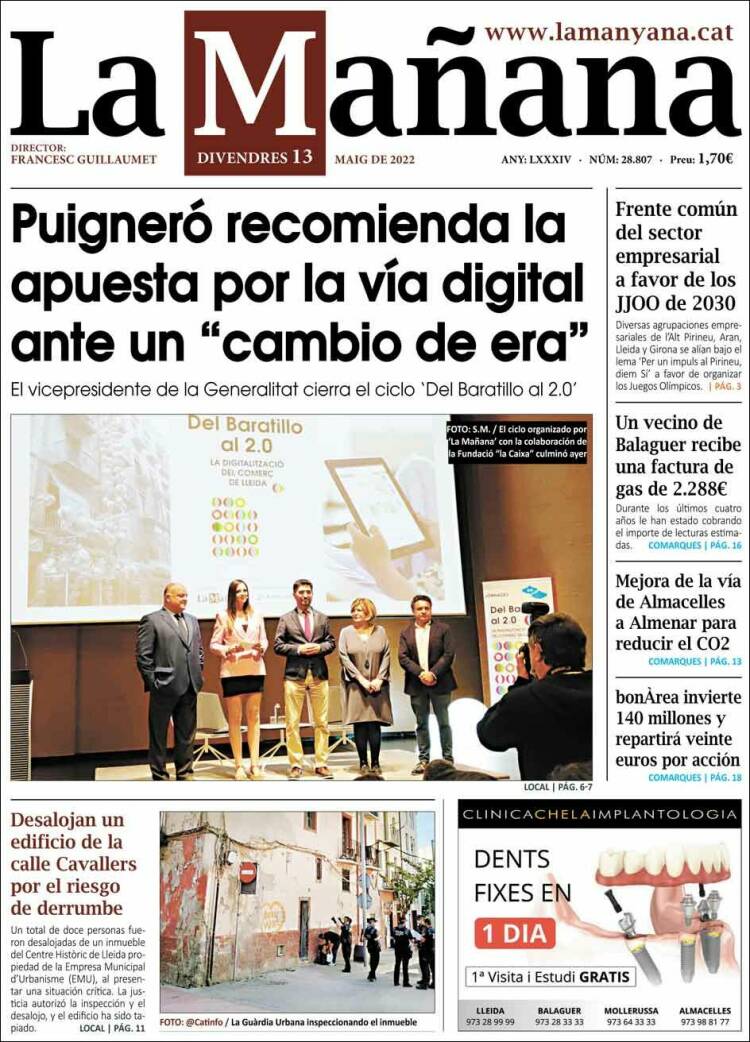 Portada de La Mañana - Diari de Ponent (Espa&ntilde;a)