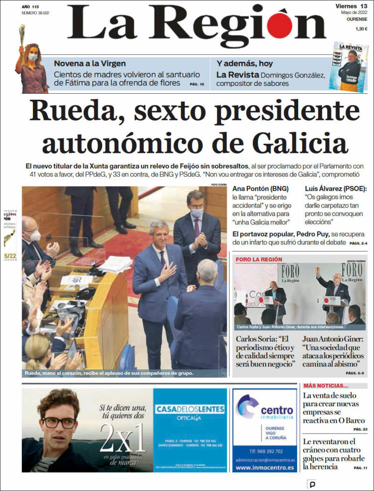 Portada de La Región de Ourense (Espa&ntilde;a)