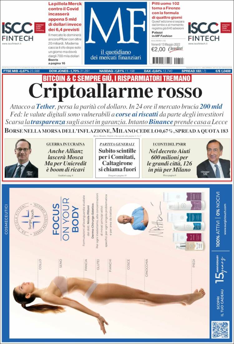 Portada de Milano Finanza (Italia)