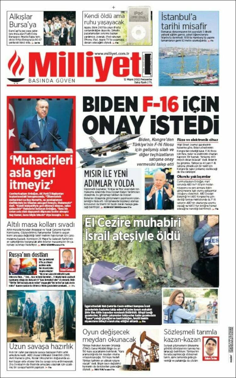 Portada de Milliyet (Turquie)