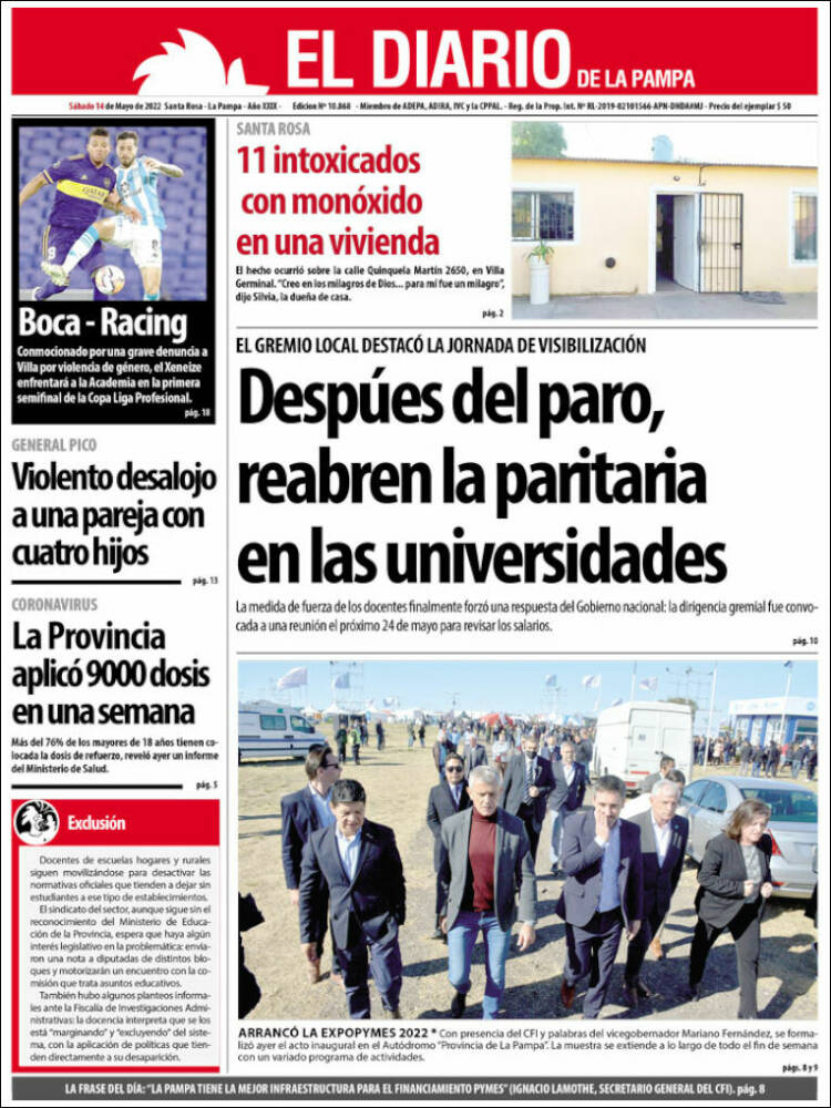 Portada de Diario de La Pampa (Argentina)