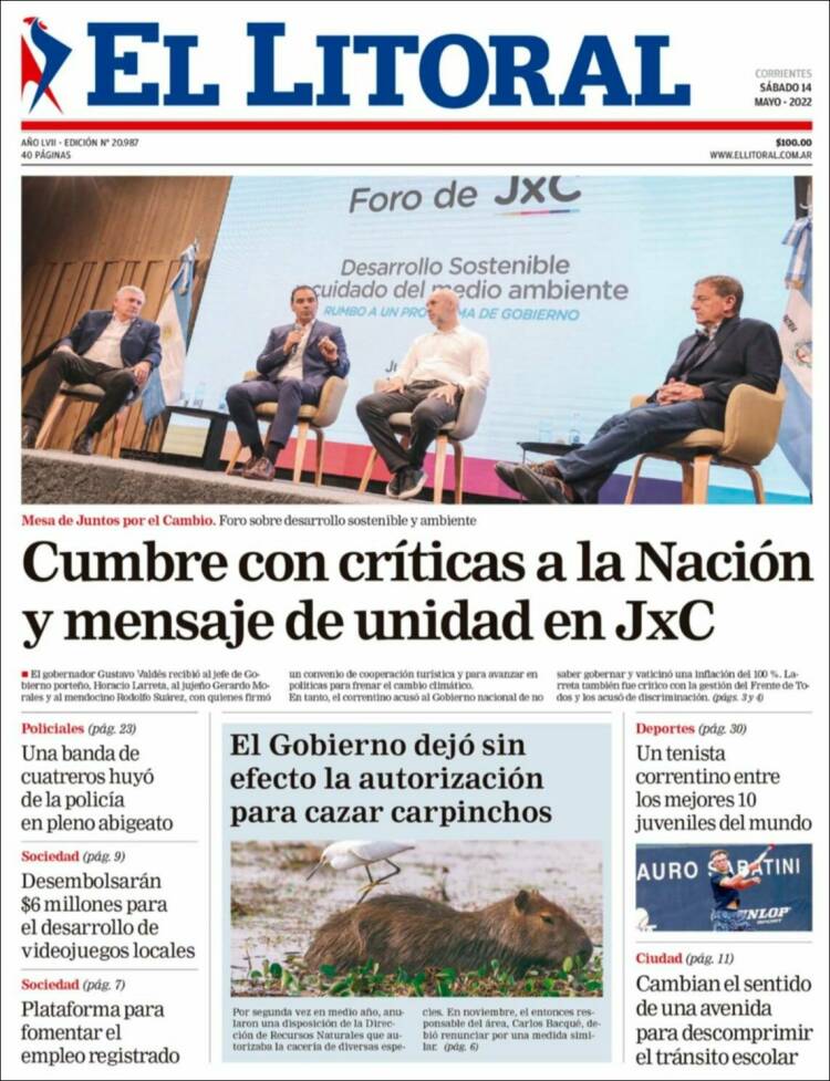 Portada de El Litoral Corrientes (Argentina)