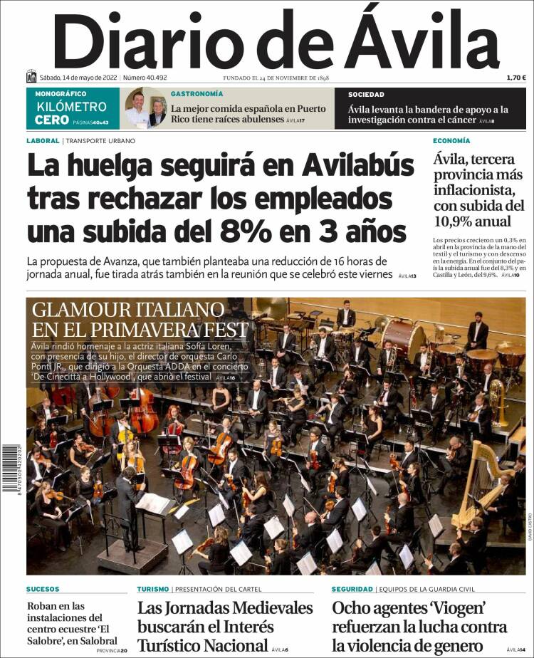 Portada de Diario de Ávila (España)