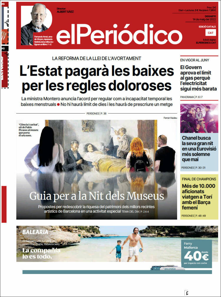 Portada de El Periódico de Catalunya (España)