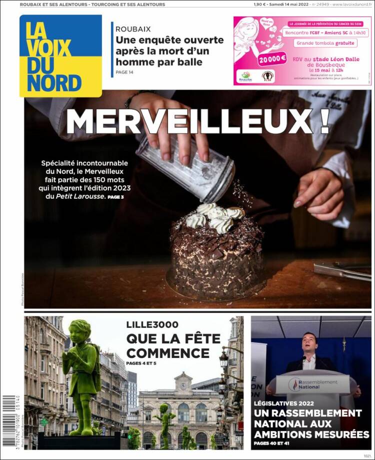 Portada de La Voix du Nord (Francia)