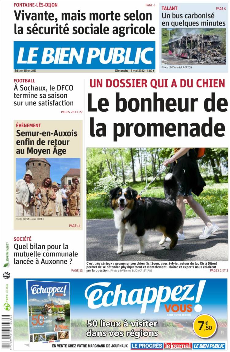 Portada de Le Bien Public (Francia)