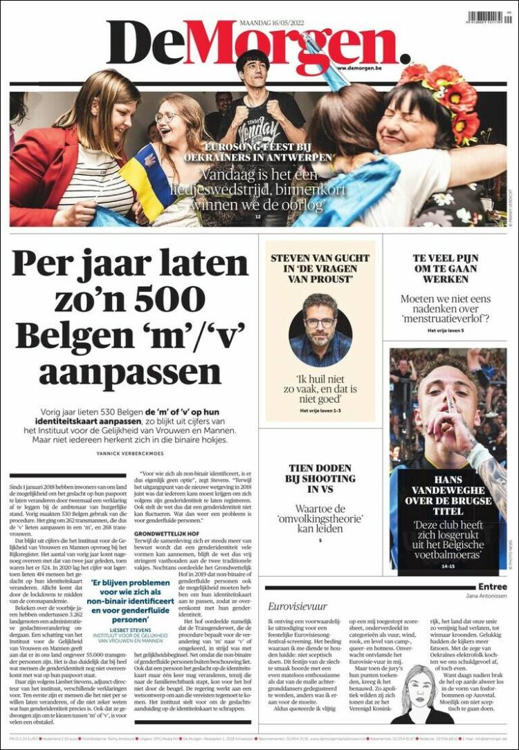 Portada de De Morgen (B&eacute;lgica)