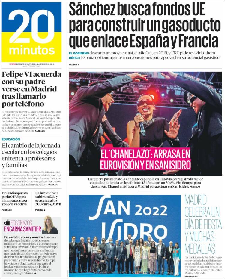Portada de 20 Minutos - Madrid (España)