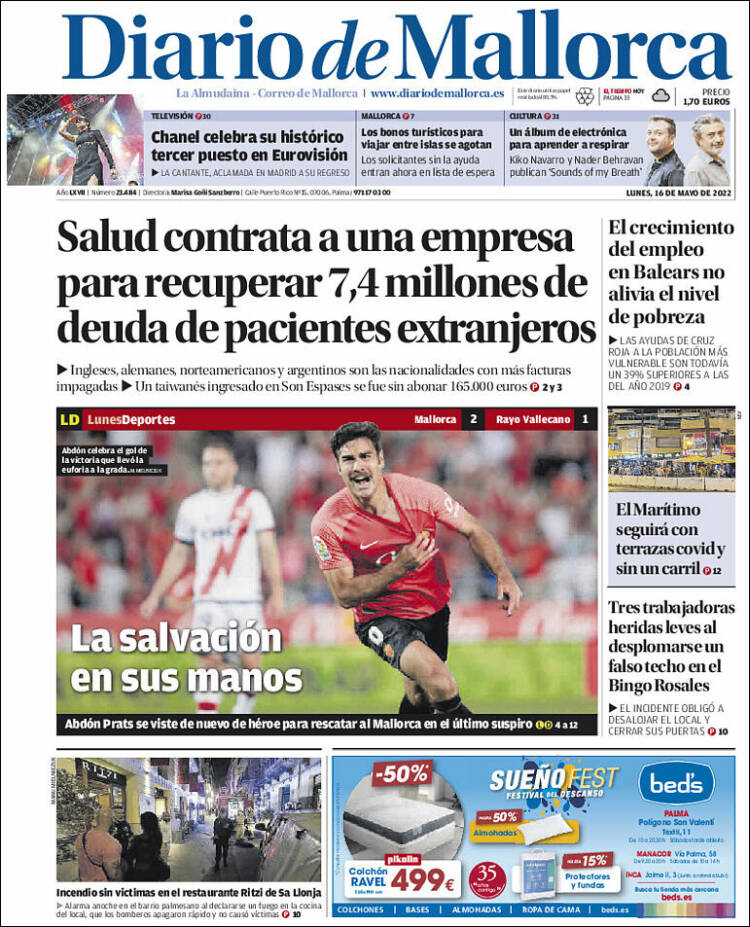 Portada de Diario de Mallorca (España)