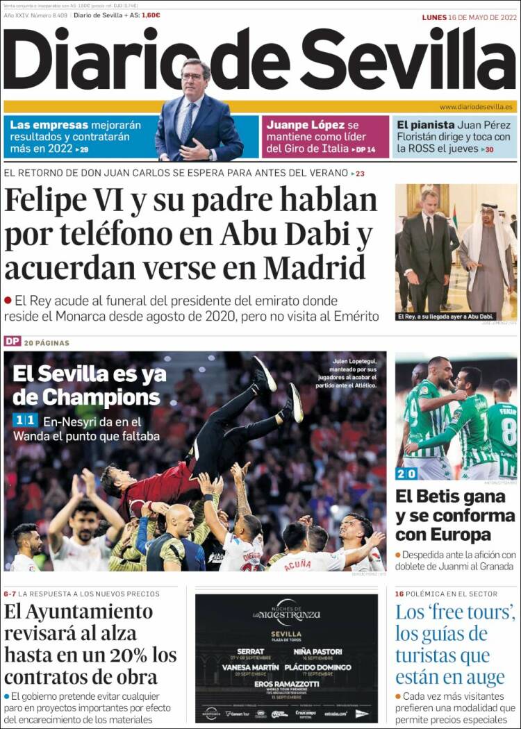 Portada de Diario de Sevilla (España)